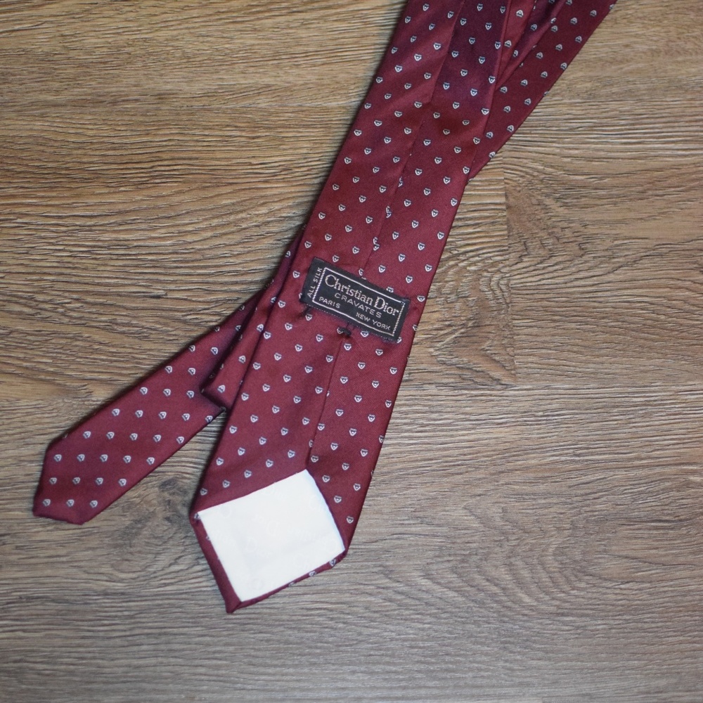 CHRISTIAN DIOR Cravates Burgundy Silk Tie - Picture 4 of 5